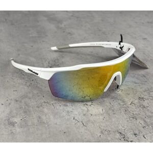Rawlings RY2002 Youth Shield Sunglasses White Orange Mirror Lens NWT UV400